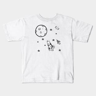 doodle rocket to the moon Kids T-Shirt